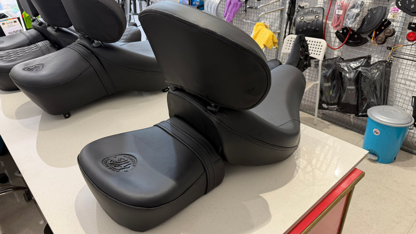 Bucket Seat for Royal Enfield Super Meteor 650 – Rider & Pillion Seat with Removable Backrest | Memory Foam Comfort