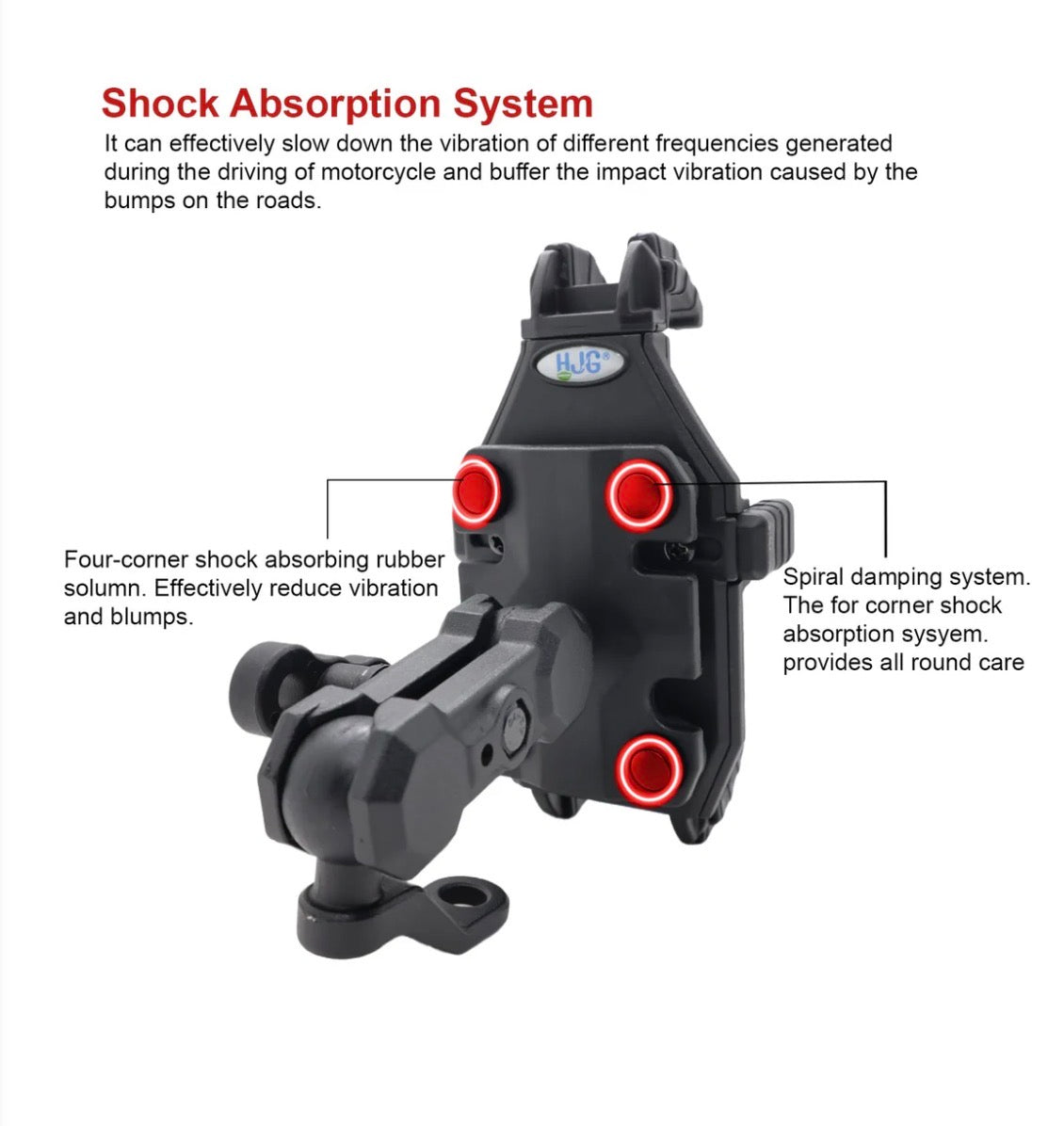HJG Spider Mobile Holder for Bike – 6 Arm Anti-Vibration Phone Mount for Motorcycles