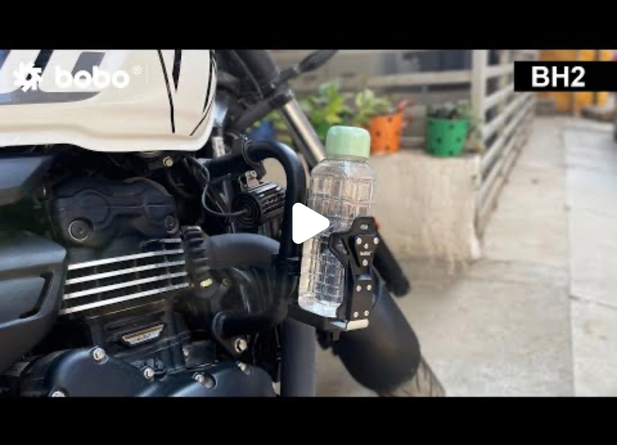 BOBO BH2 Universal Motorcycle Bottle Holder – Adjustable Handlebar Mount | Secure Water Bottle Cage | Quick Release | Black