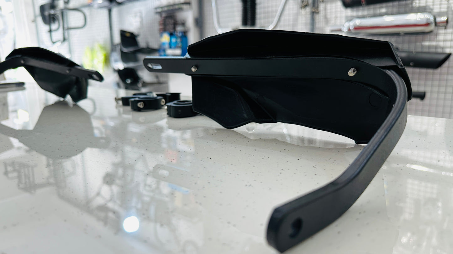 Universal Knuckle Guards for Motorcycles – Polycarbonate with Steel Shield | Heavy-Duty Protection (Black & White)