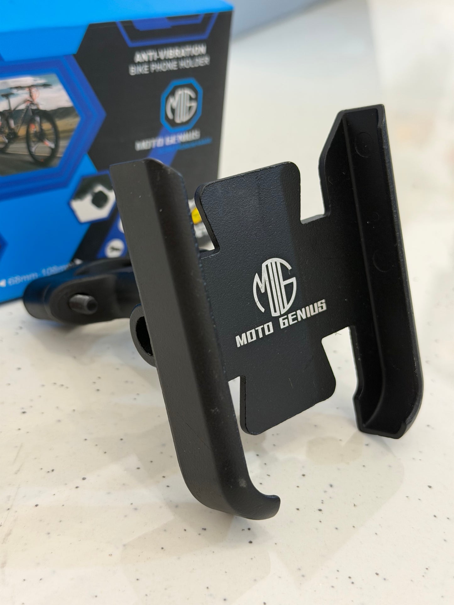 Moto Genius Open Mobile Holder with Vibration Controller – Secure Handlebar Phone Mount for Motorcycles