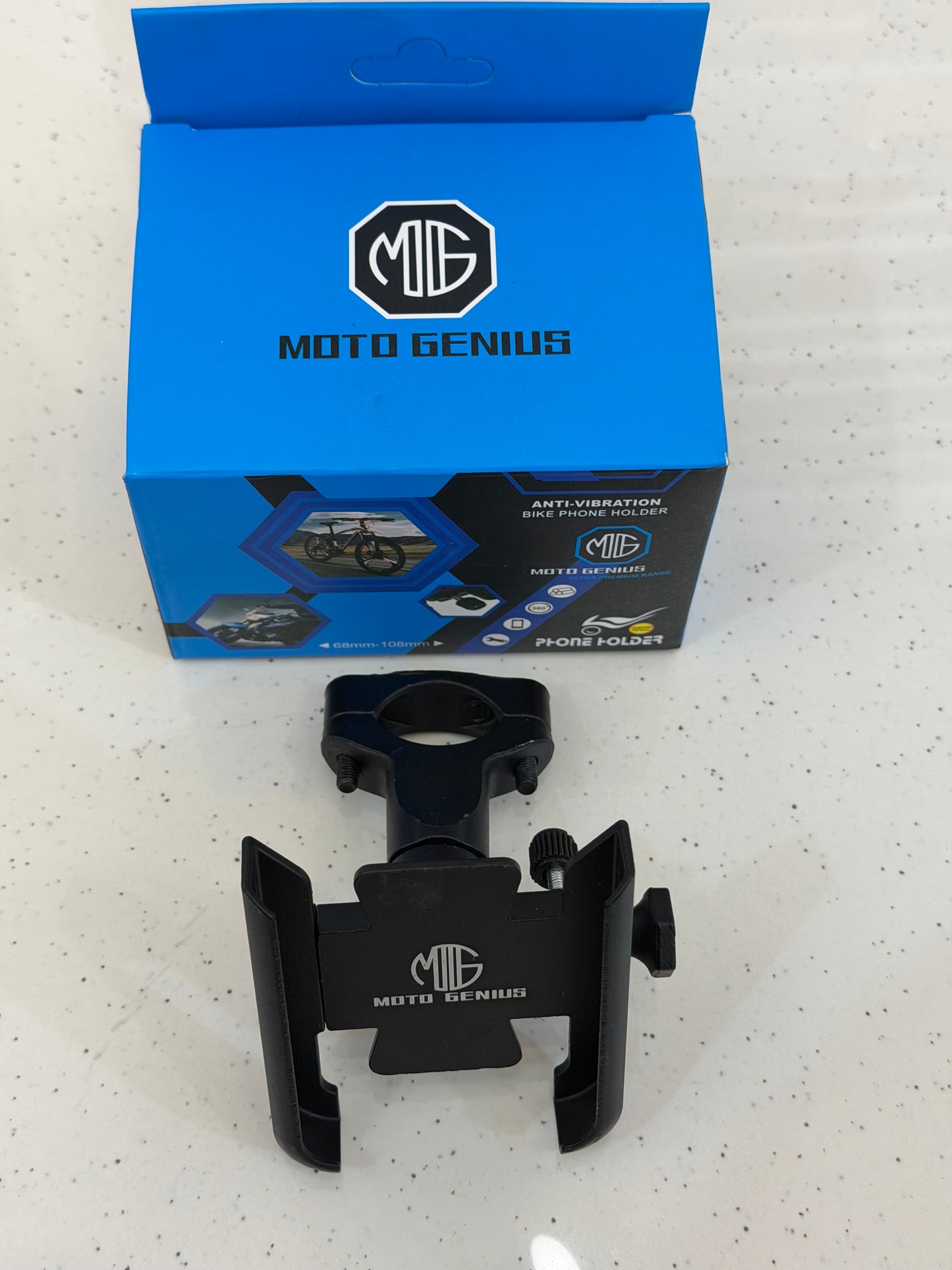 Moto Genius Open Mobile Holder with Vibration Controller – Secure Handlebar Phone Mount for Motorcycles