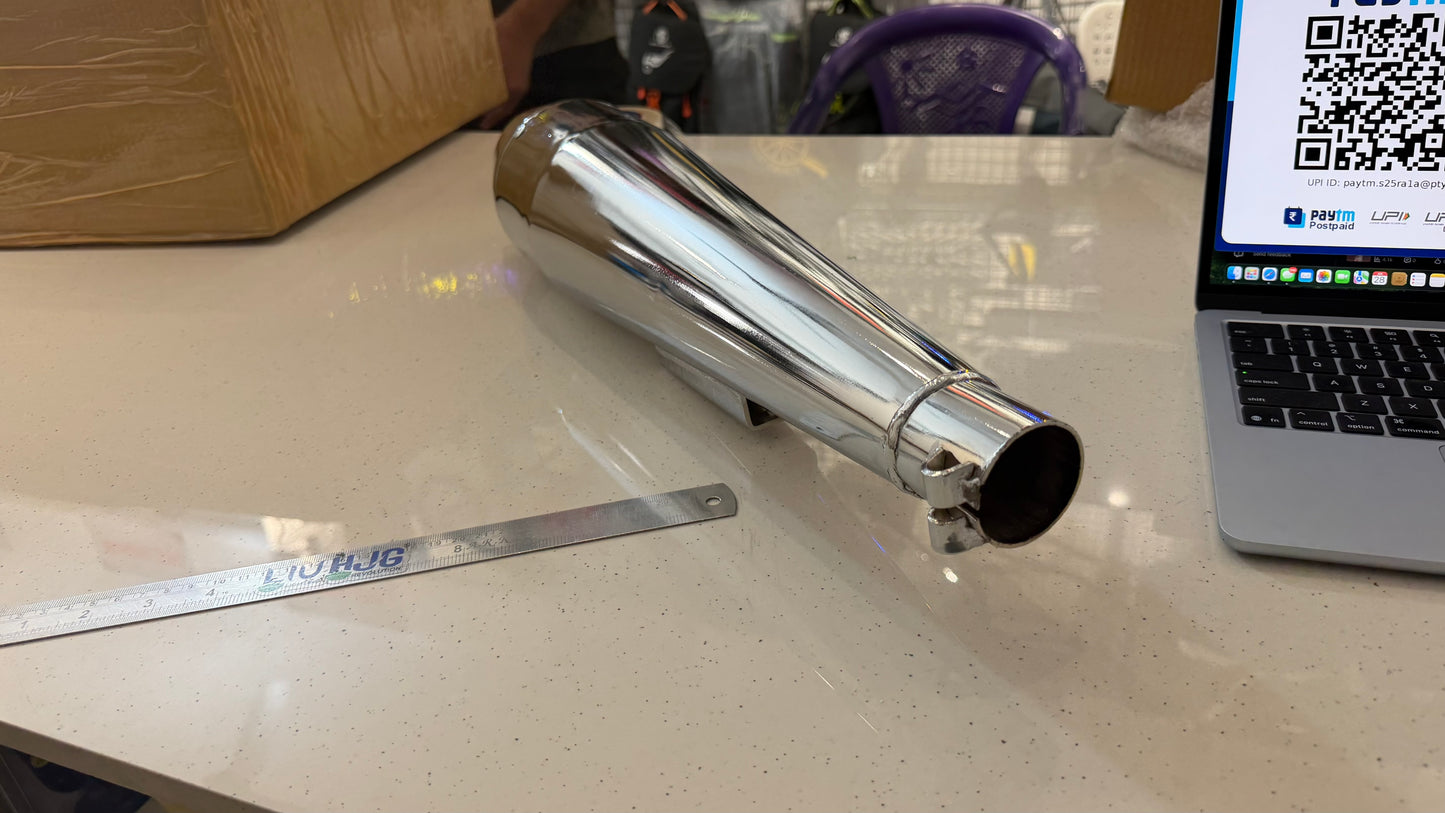 Silman Dolphin Silencer for Royal Enfield Meteor 350, Classic Reborn 350, New Standard 350 & Goan Classic 350 – Deep Bass Exhaust | Black & Chrome