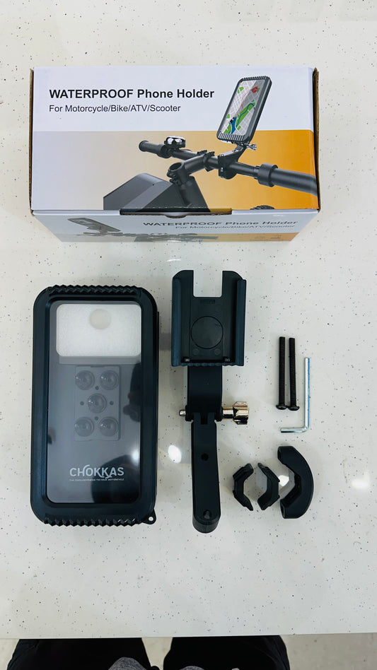 Chokkas Waterproof Bike Phone Holder – Universal Handlebar Mount for Motorcycle/Scooter/ATV | Shockproof & Secure Fit