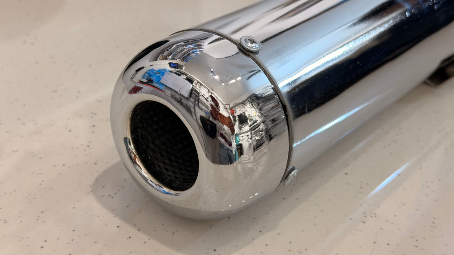 ThunderBass Legal Silencer for Royal Enfield Meteor, Classic, New Standard & Goan Classic 350 – Deep Bass | Black & Chrome