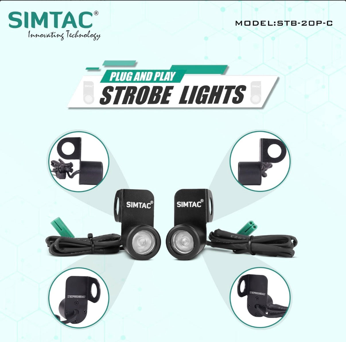 Simtec Strobe Lights for Bikes – Waterproof LED Flash Lights with 1 Year Warranty | Universal Fit