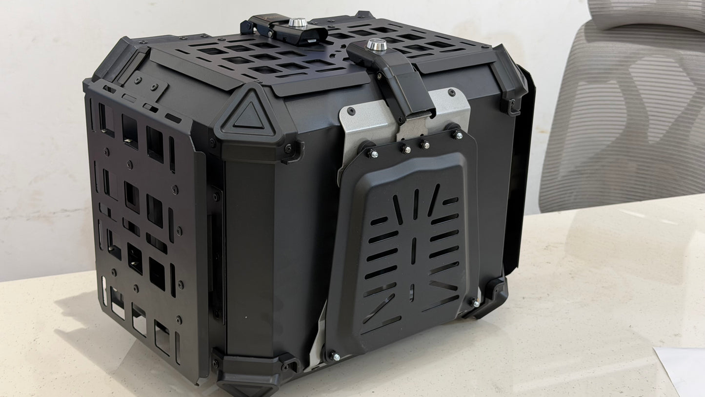 Aluminium Camping Top Box for Motorcycle – Rugged Touring Storage Box with Heavy-Duty Build