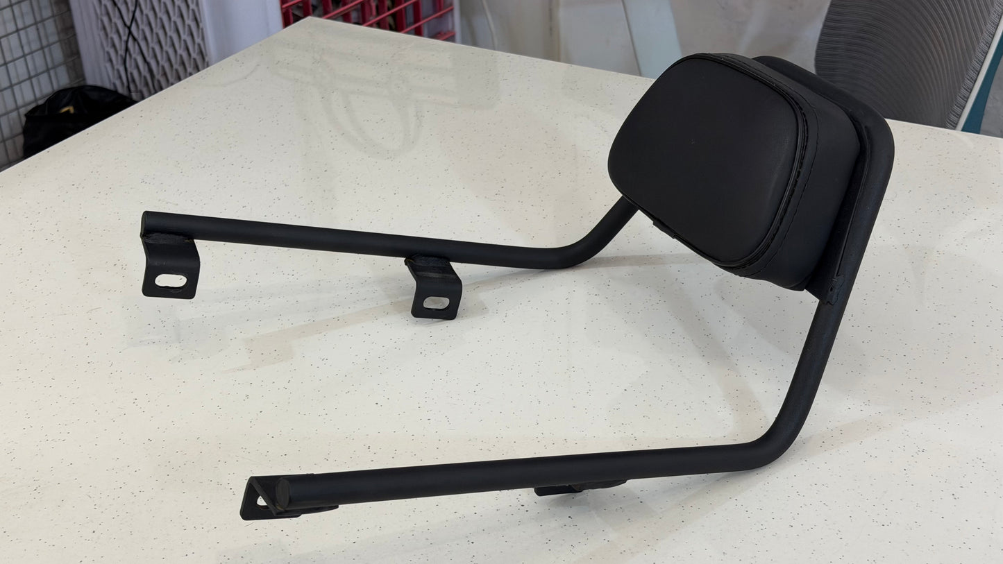 Heavy Duty Backrest for Royal Enfield Meteor 350 – Unbreakable Mild Steel Backrest with Superior Cushion | Sleek Touring Design | Powder Coated