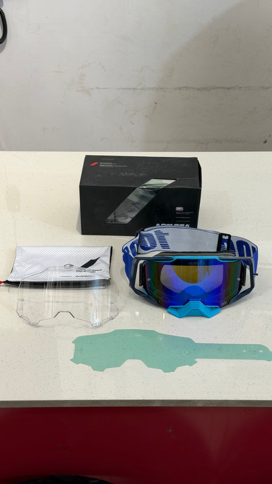 100% Biker Goggles with HiPER Lens Technology – Extra Clear Anti-Fog Visor | Universal Fit (Orange, Blue & Yellow)