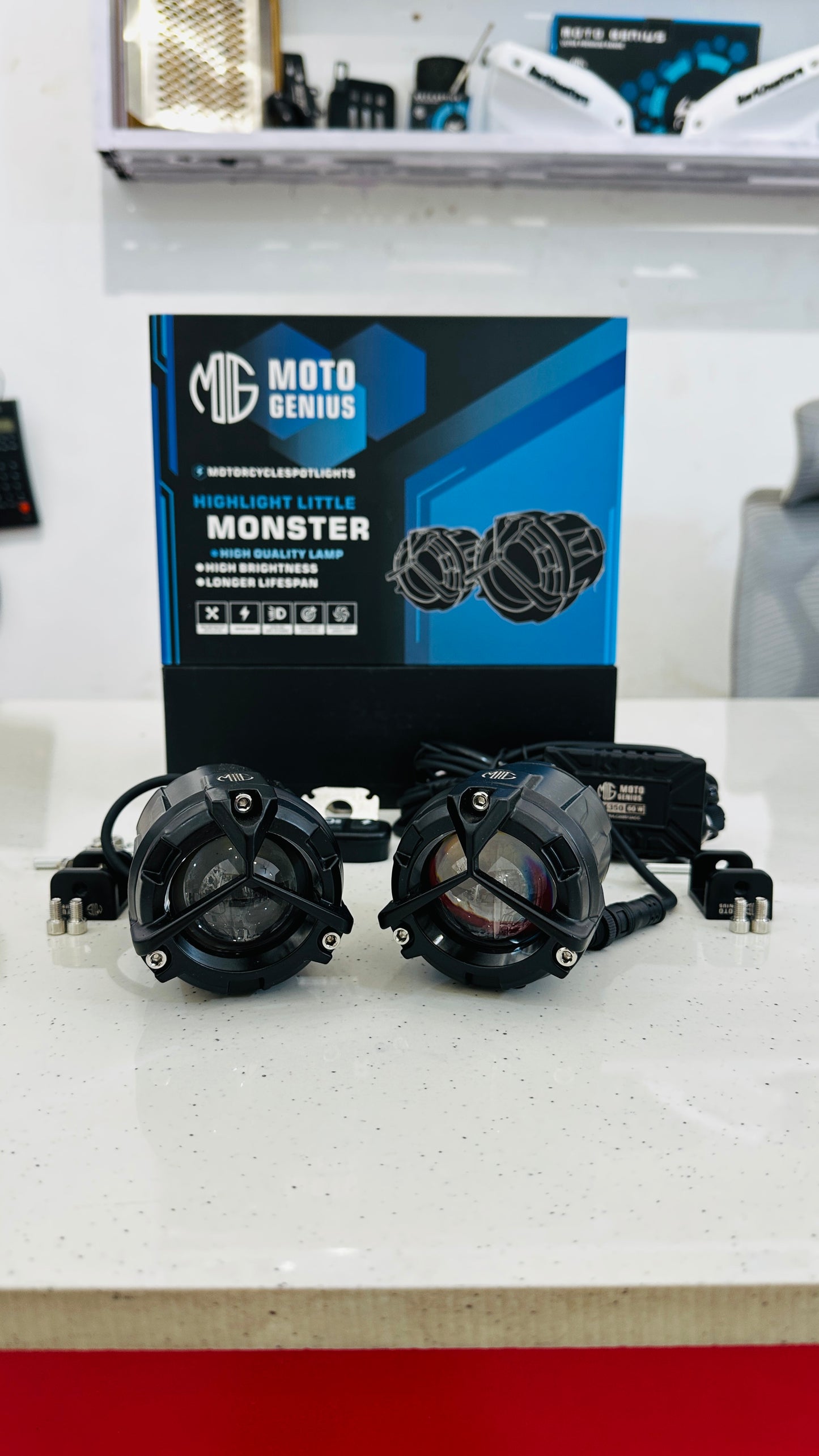 Moto Genius 60W Mercedes Fog Light – Ultra Bright LED with Wiring Harness & Wireless Switch | Premium Touring Light