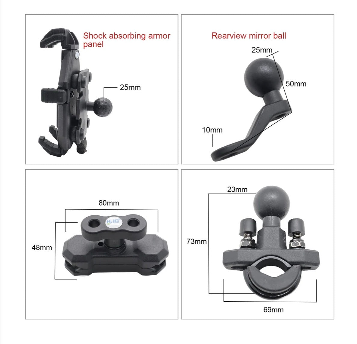 HJG Spider Mobile Holder for Bike – 6 Arm Anti-Vibration Phone Mount for Motorcycles