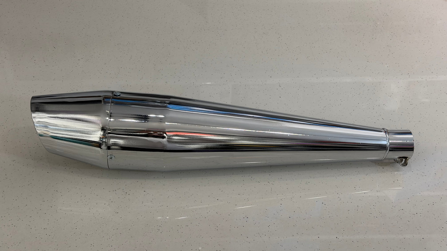 Silman Dolphin Silencer for Royal Enfield Meteor 350, Classic Reborn 350, New Standard 350 & Goan Classic 350 – Deep Bass Exhaust | Black & Chrome