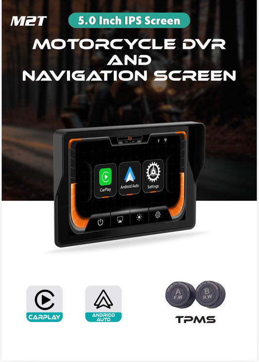 Simtec M2T Smart Screen Display for Bikes – 5” IPS, Apple CarPlay & Android Auto | IP67 Waterproof | 1 Year Warranty