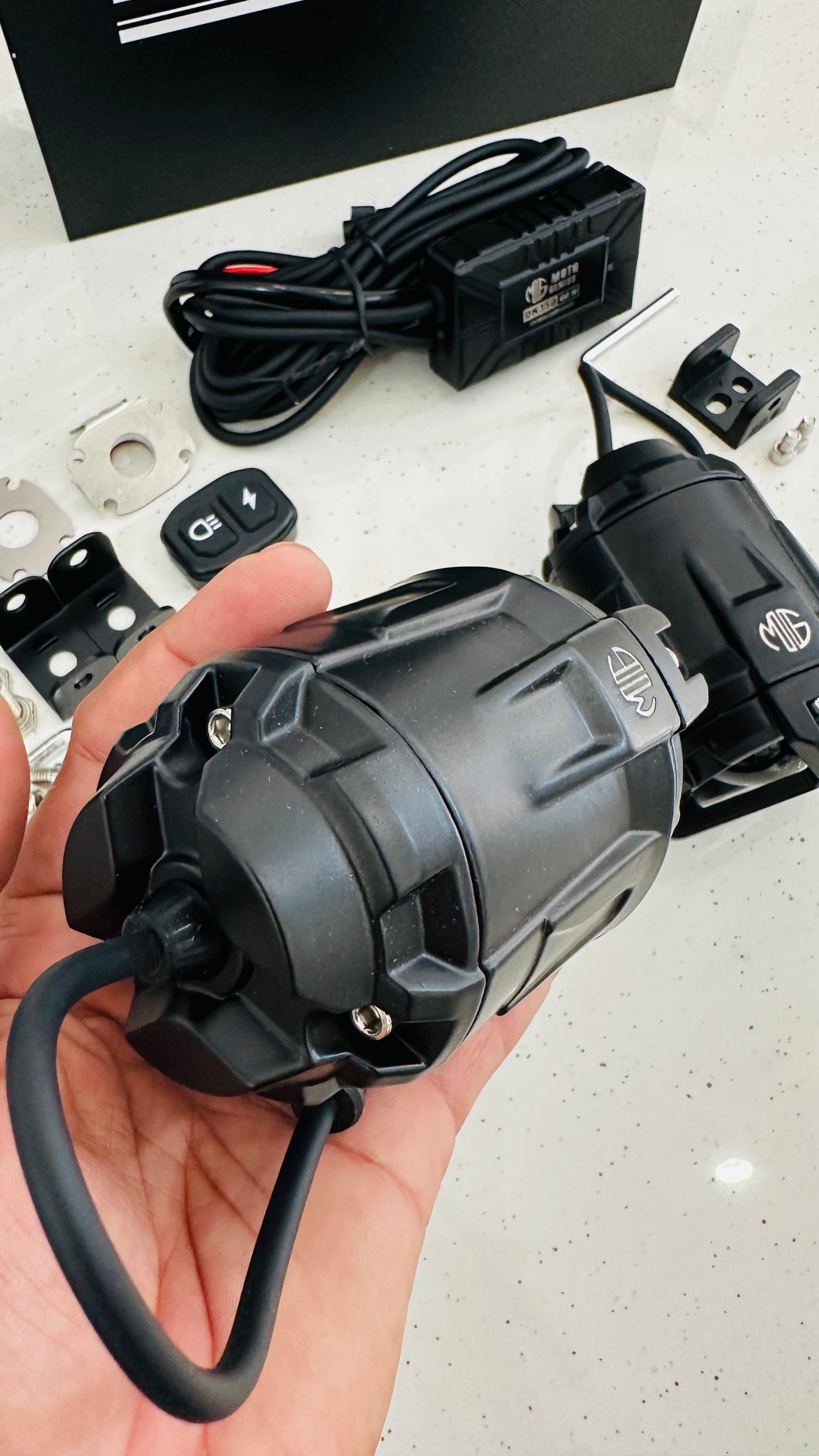 Moto Genius 60W Mercedes Fog Light – Ultra Bright LED with Wiring Harness & Wireless Switch | Premium Touring Light