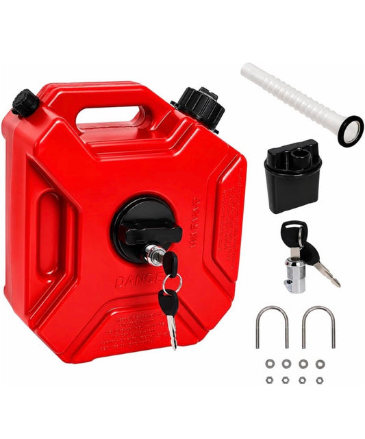5 Litre Jerry Can for Petrol & Fuel Storage – Heavy Duty Fuel Can with Mount | Black & Red | Universal for Motorcycles & SUVs