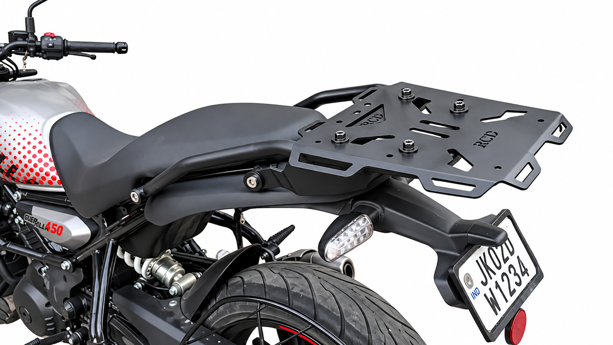 Royal Enfield Guerrilla 450 Top Rack with Base Plate – Heavy Duty Luggage Carrier | Top Box Mounting Rack | Touring Accessory