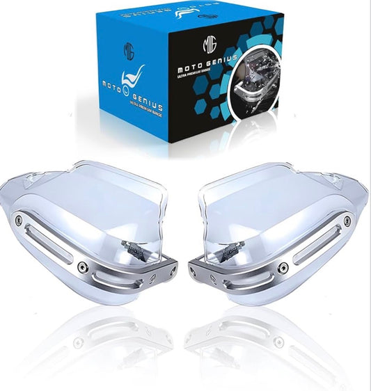 Moto Genius Knuckle Guard for All Motorcycles – Heavy-Duty Hand Protection (Black & Transparent)