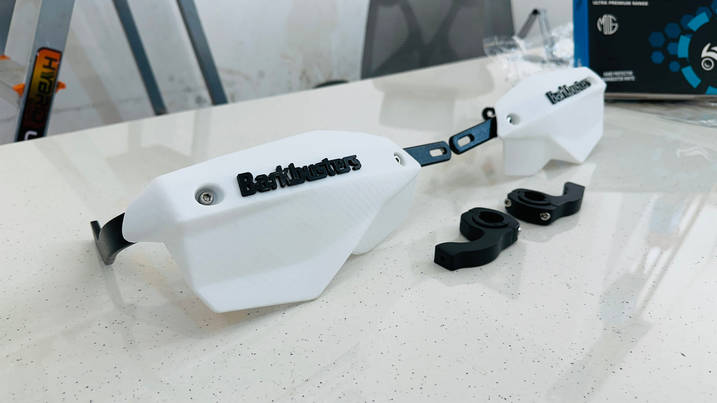 Universal Knuckle Guards for Motorcycles – Polycarbonate with Steel Shield | Heavy-Duty Protection (Black & White)