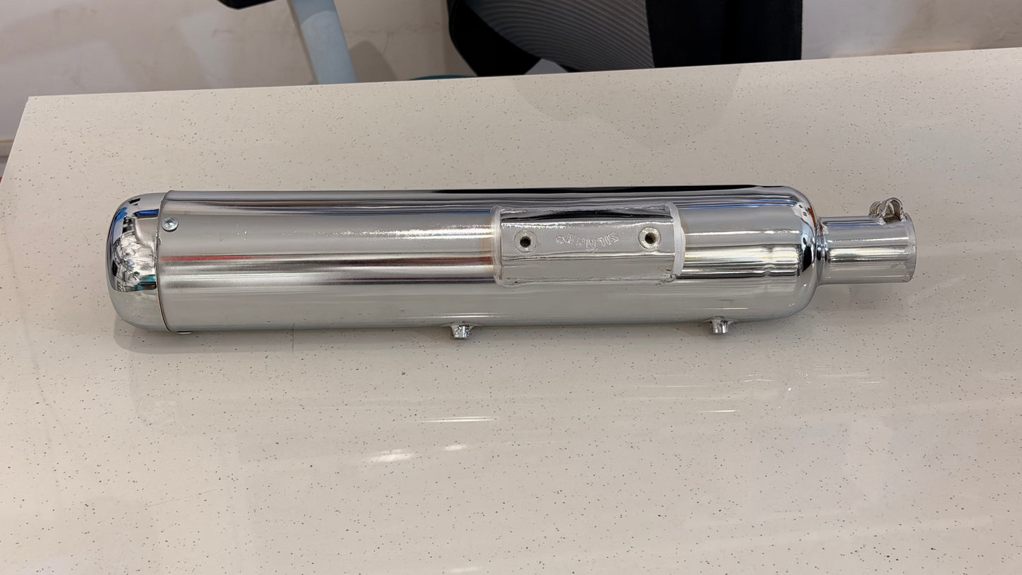 ThunderBass Legal Silencer for Royal Enfield Meteor, Classic, New Standard & Goan Classic 350 – Deep Bass | Black & Chrome