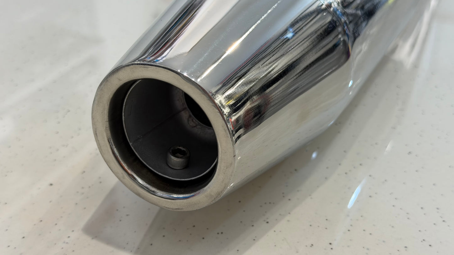 Moto Genius Venom Silencer with DB Killer – Deep Bass Exhaust | Black & Chrome Finish