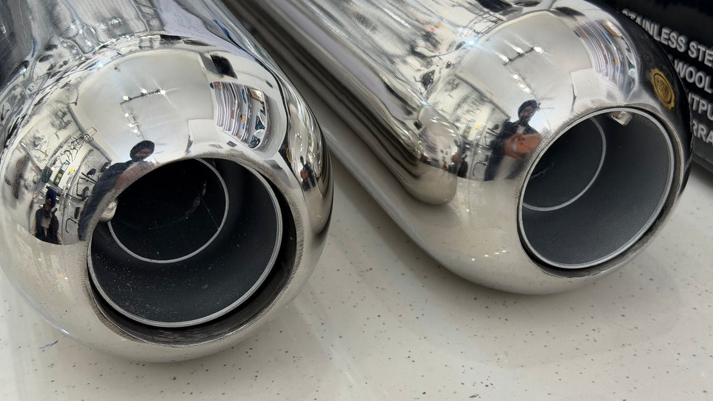 Tornado Stainless Steel Exhaust for Royal Enfield Super Meteor 650 – Deep Bass Sound | High-Performance Premium Exhaust