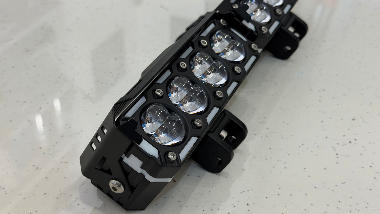 HJG 4 Projector Fog Light 60W with Wiring Harness – White & Yellow Beam | Yellow DRL & Red Devil Eyes