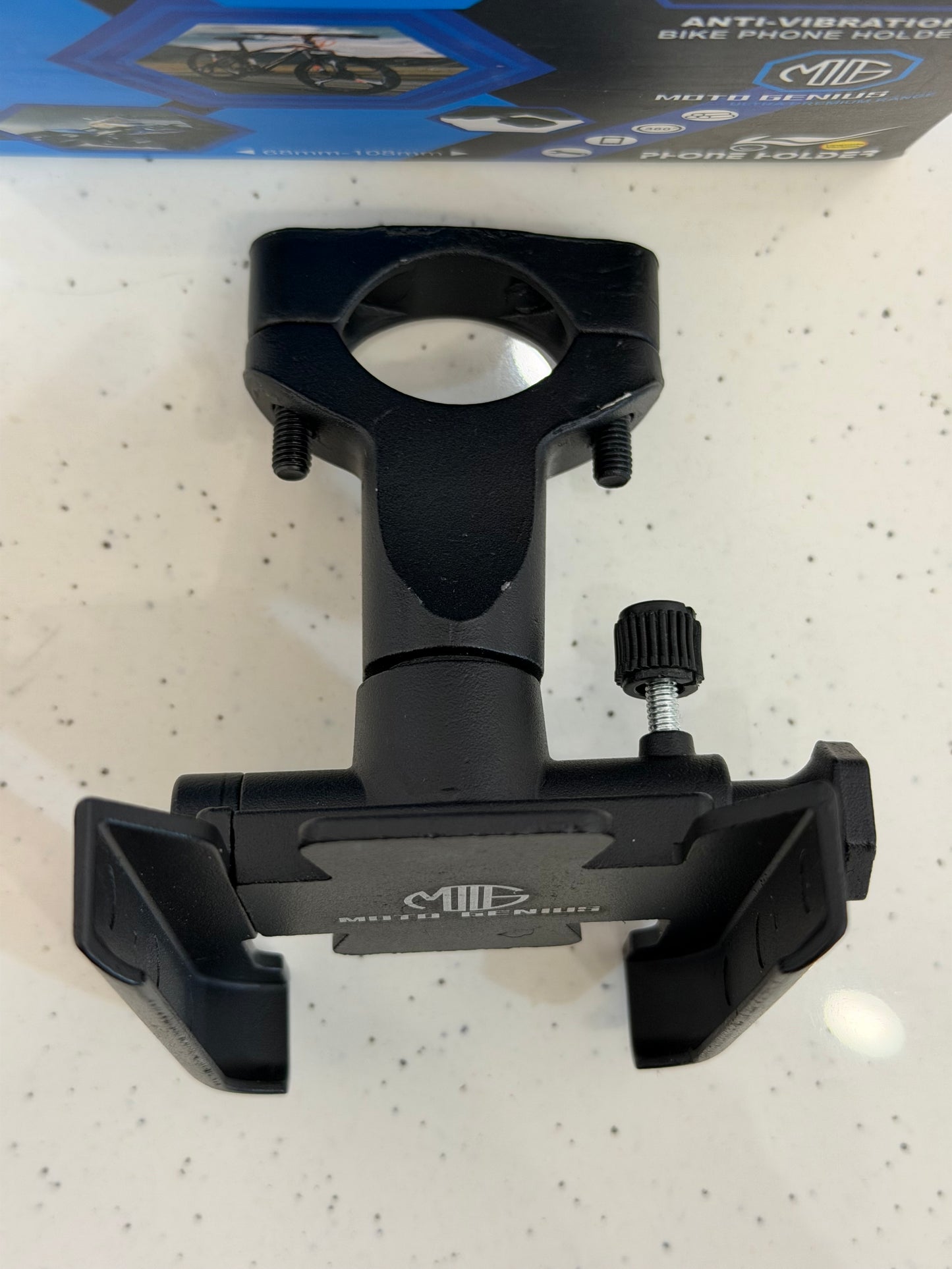 Moto Genius Open Mobile Holder with Vibration Controller – Secure Handlebar Phone Mount for Motorcycles