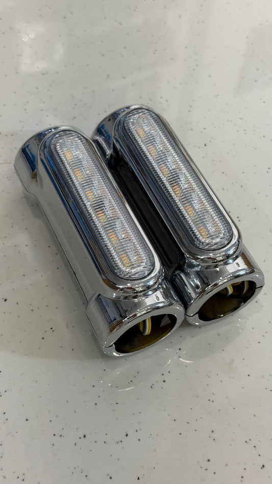 Engine Guard LED Light with Chrome Finish – White DRL, Yellow Fog Lights & Indicator Function for Bikes