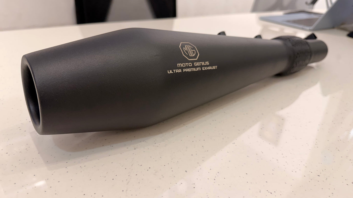 Moto Genius Cruiser Silencer for Royal Enfield Meteor 350 & Classic Reborn 350 – Deep Bass Exhaust with DB Killers