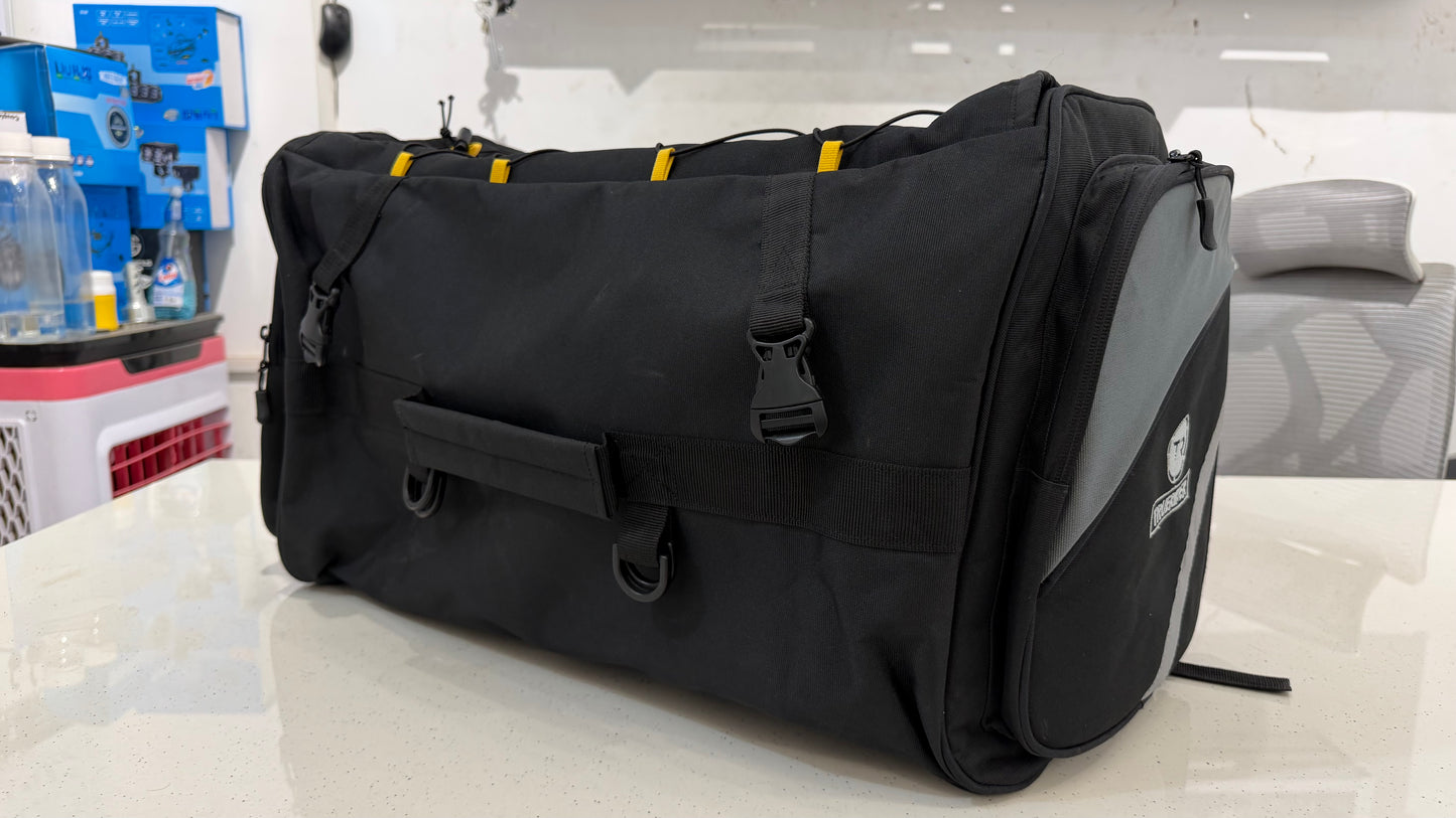 76L Motorcycle Tail Bag with Backpack Function – Dual Compartment Touring Luggage with Waterproof Cover