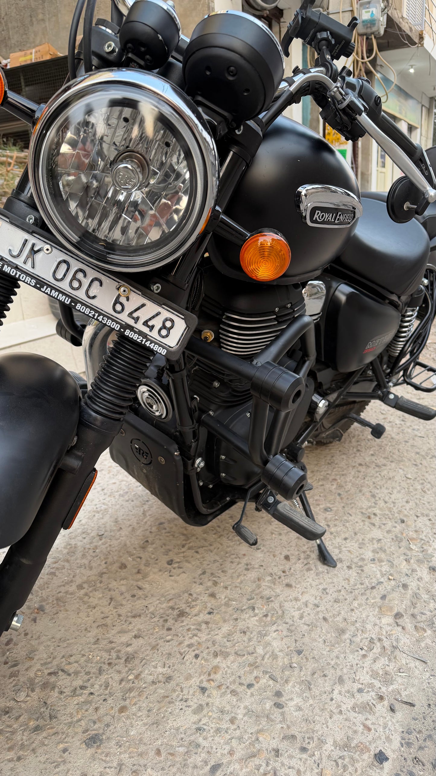 Crash Guard with Four Sliders for Royal Enfield Meteor 350 – Heavy-Duty Engine Protection