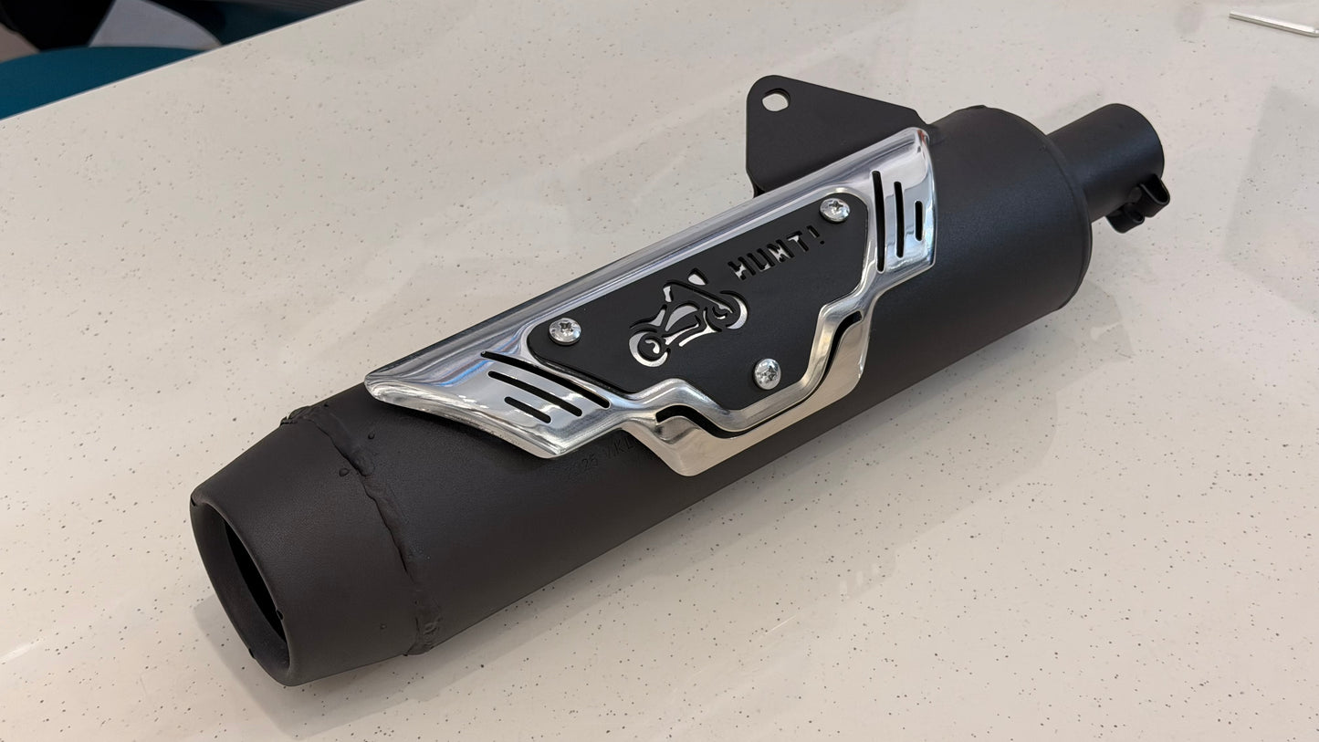 DynaBlaze Black Silencer for Royal Enfield Hunter 350 – Dynamite Sound | Solid Heavy-Duty Build