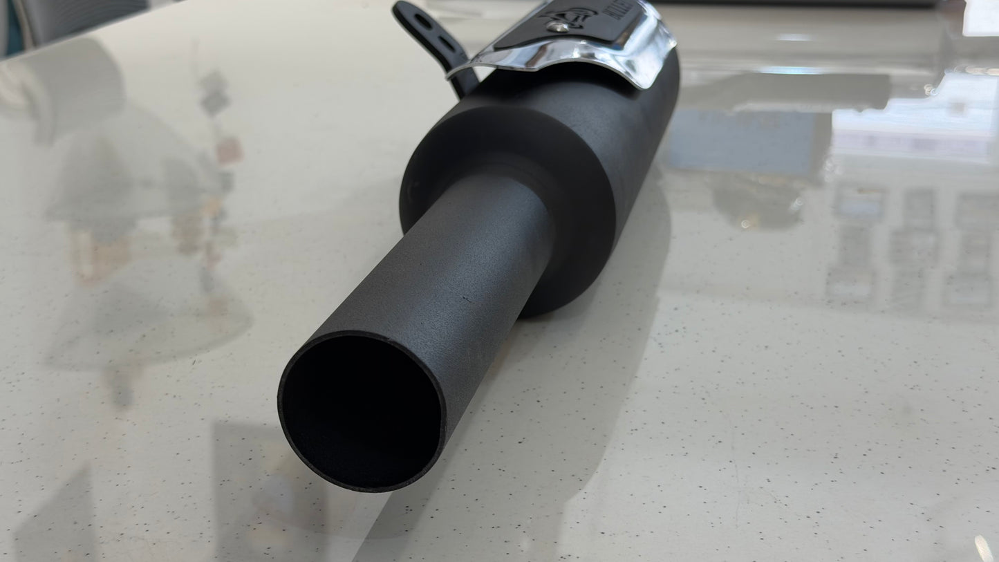 Silman Indori Silencer for Royal Enfield Meteor 350, Classic Reborn, New Standard & Goan Classic 350 – Deep Bass Exhaust | Black & Chrome