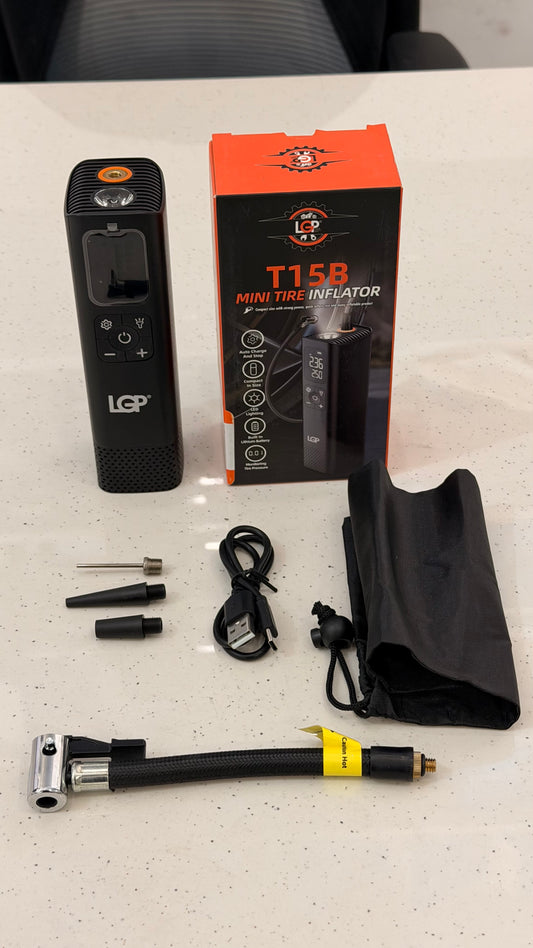 LGP Tyre Inflator for Cars & Bikes – Heavy-Duty Motor Air Compressor with Built-in Torch