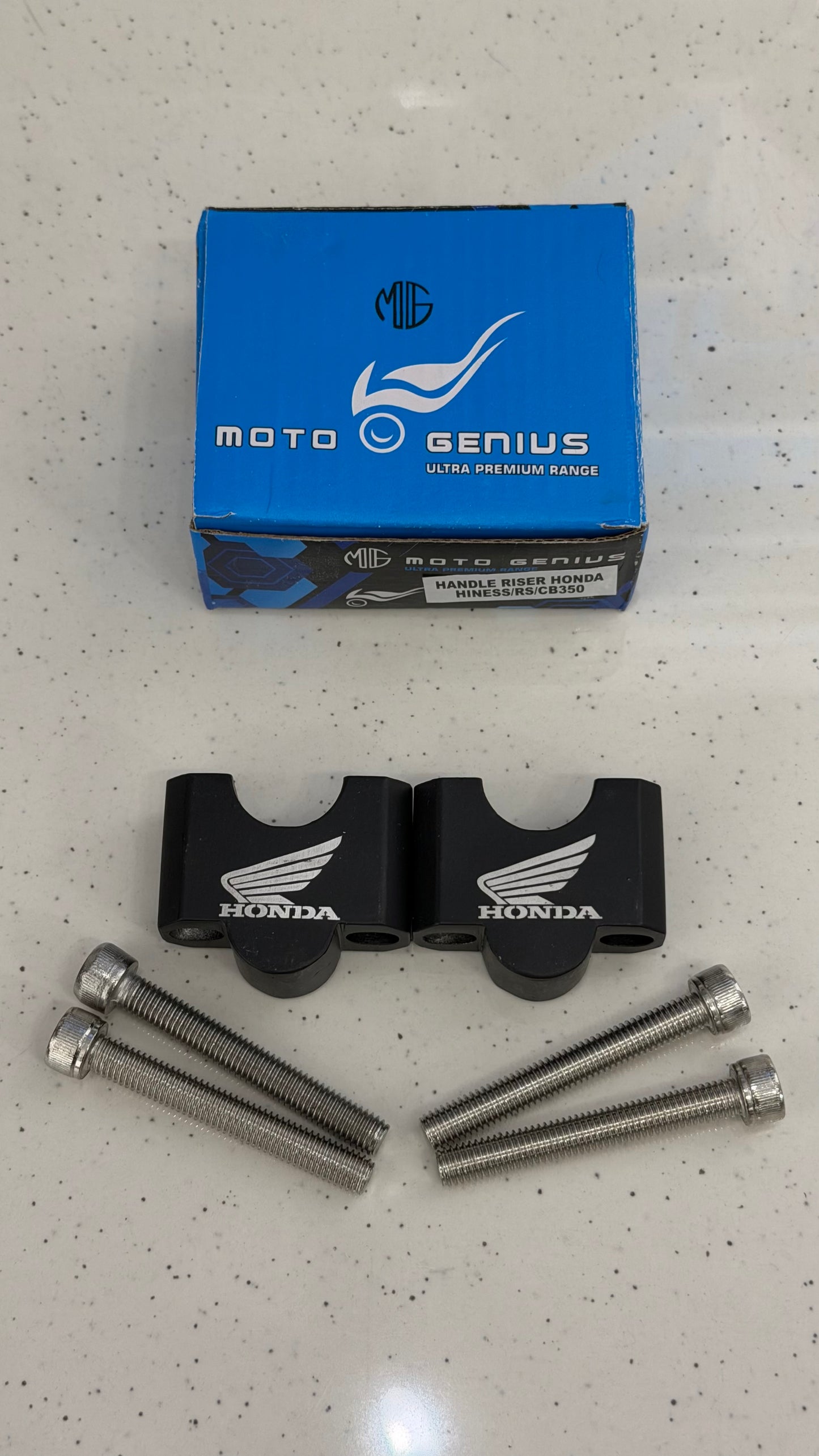 Moto Genius Heavy Duty Handlebar Riser for Honda H’ness CB350 & CB350RS – CNC Handle Bar Height Riser | Premium Touring Comfort Upgrade