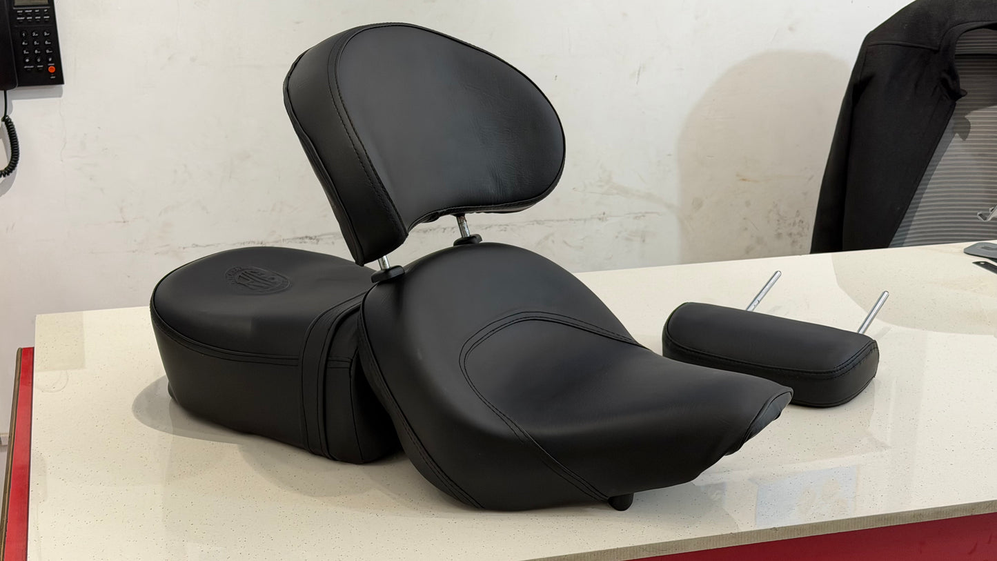 Bucket Seat for Motorcycle – Rider & Pillion Comfort Seat with Removable Backrest | Memory Foam Cushion