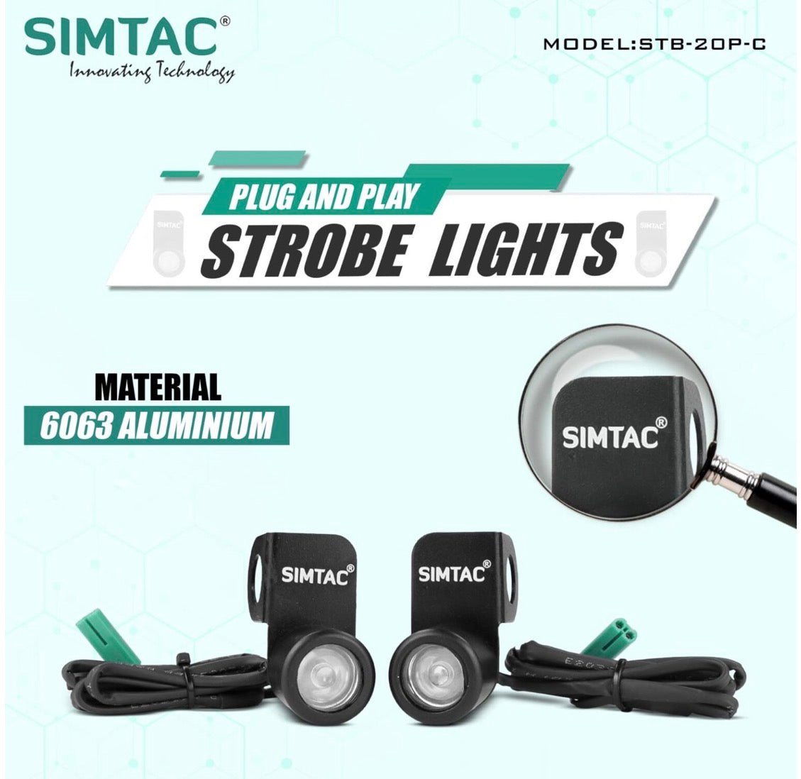 Simtec Strobe Lights for Bikes – Waterproof LED Flash Lights with 1 Year Warranty | Universal Fit