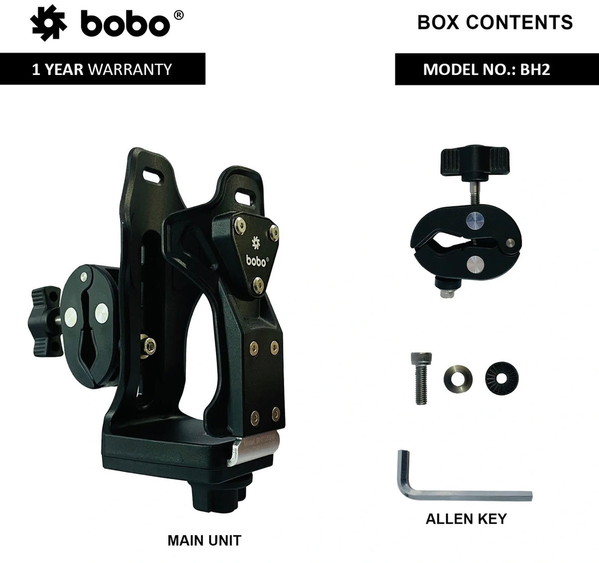 BOBO BH2 Universal Motorcycle Bottle Holder – Adjustable Handlebar Mount | Secure Water Bottle Cage | Quick Release | Black