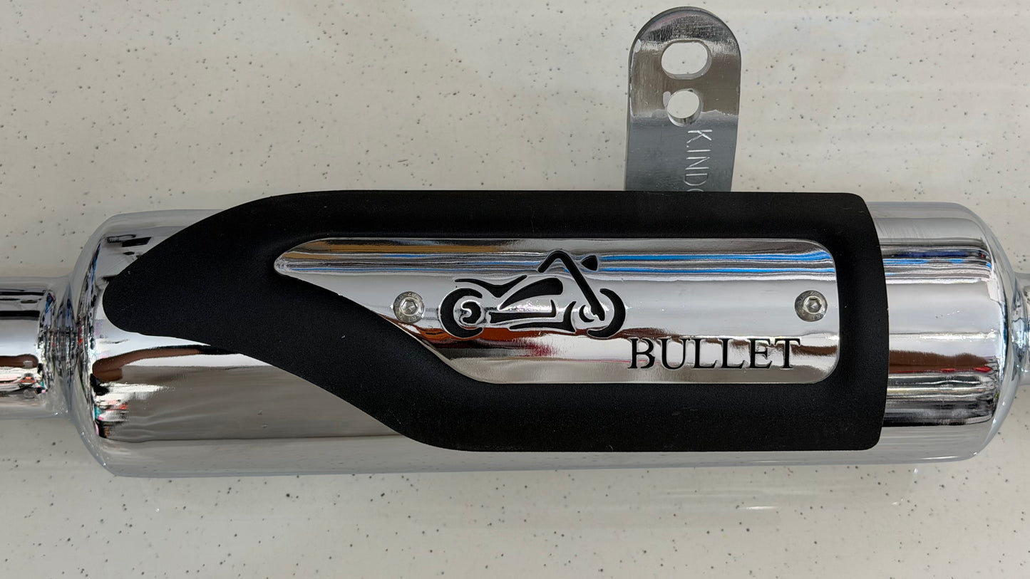 Silman Indori Silencer for Royal Enfield Meteor 350, Classic Reborn, New Standard & Goan Classic 350 – Deep Bass Exhaust | Black & Chrome