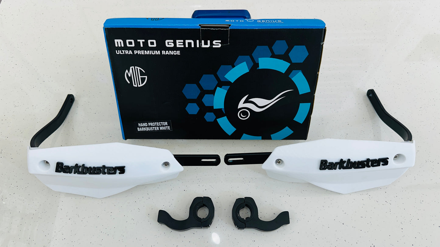 Universal Knuckle Guards for Motorcycles – Polycarbonate with Steel Shield | Heavy-Duty Protection (Black & White)