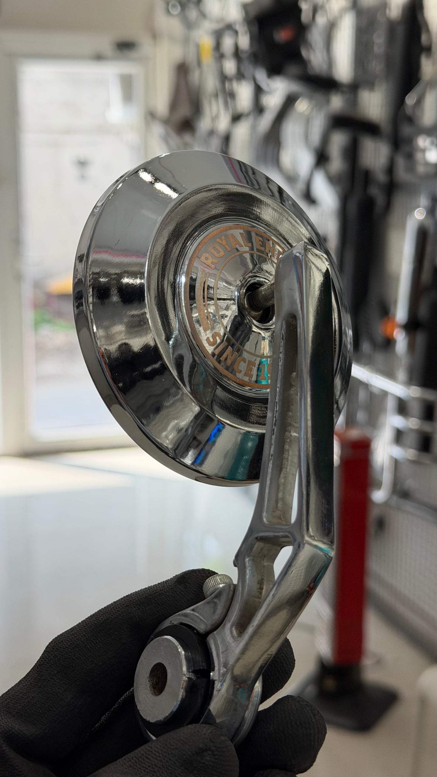 Royal Enfield Chrome Bar End Mirrors for All RE Bikes – Premium Finish & Wide Rear View
