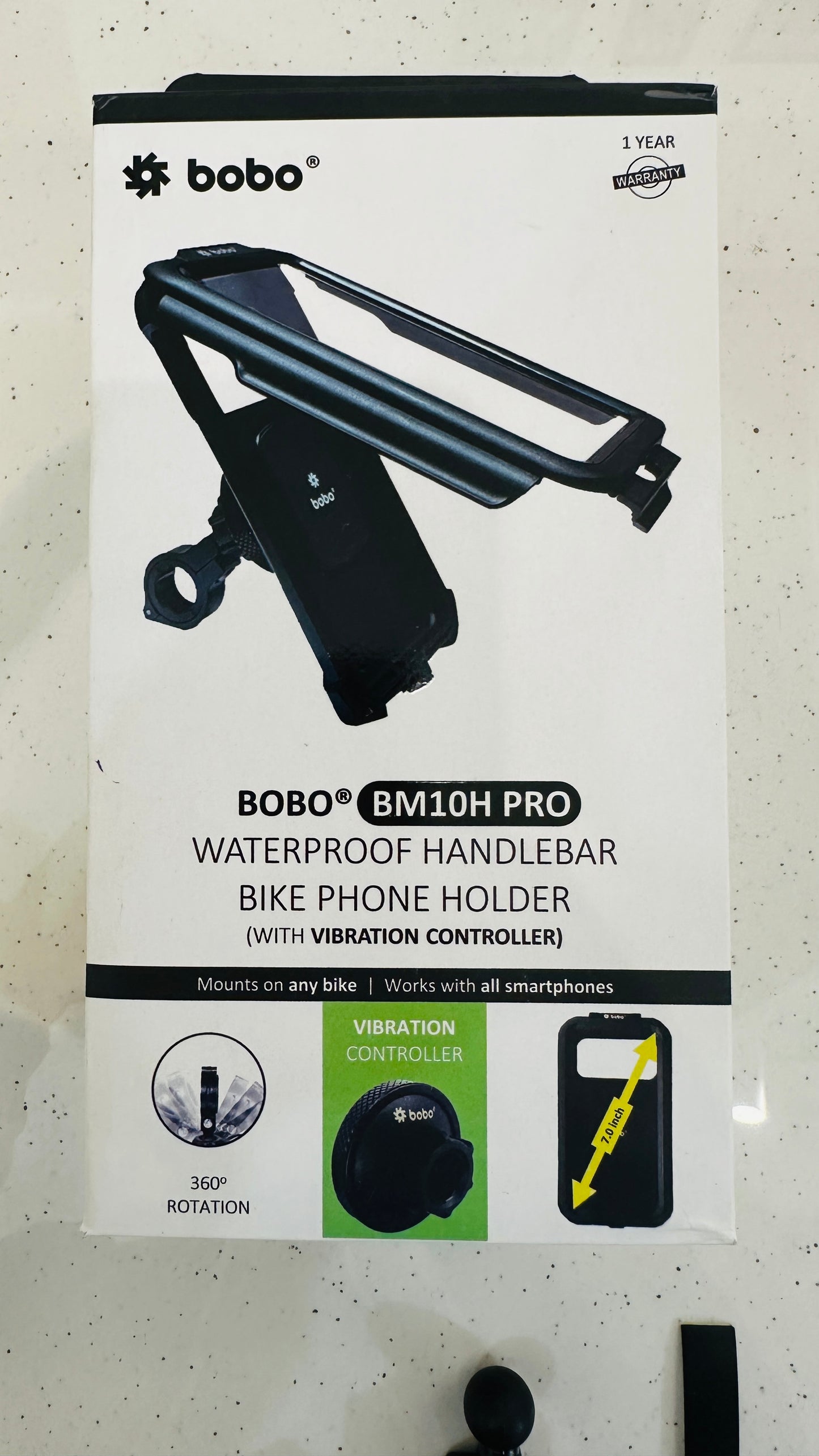 BOBO BM10H PRO Waterproof Bike Phone Holder – Handlebar Mount with Vibration Controller | 360° Rotation | Universal Fit