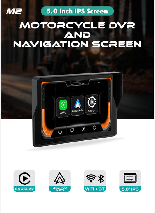 Simtac M2 Smart Screen for Bikes – 5” IPS Display with Apple CarPlay & Android Auto | IP67 Waterproof | 1 Year Warranty