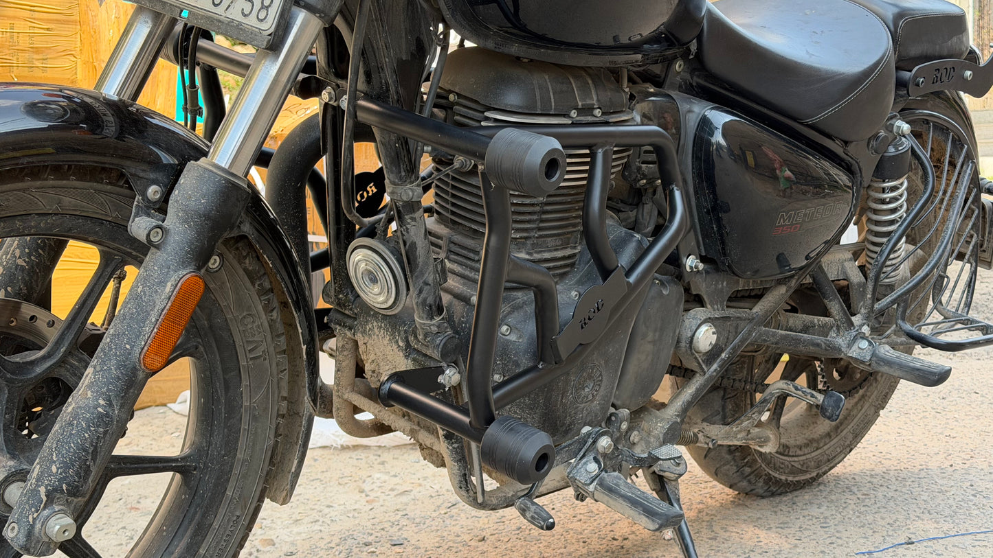 Crash Guard with Four Sliders for Royal Enfield Meteor 350 – Heavy-Duty Engine Protection