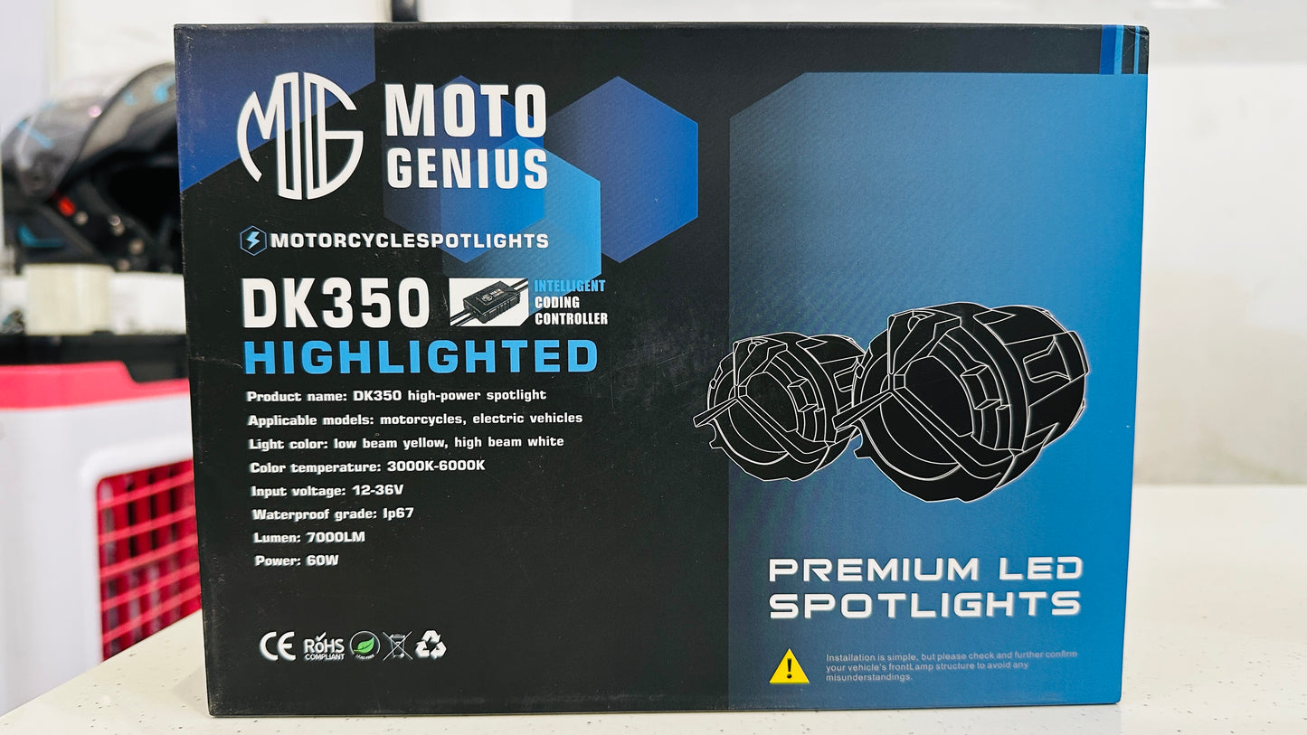 Moto Genius 60W Mercedes Fog Light – Ultra Bright LED with Wiring Harness & Wireless Switch | Premium Touring Light