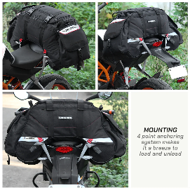 ViaTerra CLAW 72L 100% Waterproof Motorcycle Tail Bag – Universal Adventure Touring Tail Bag with Roll-Top Design