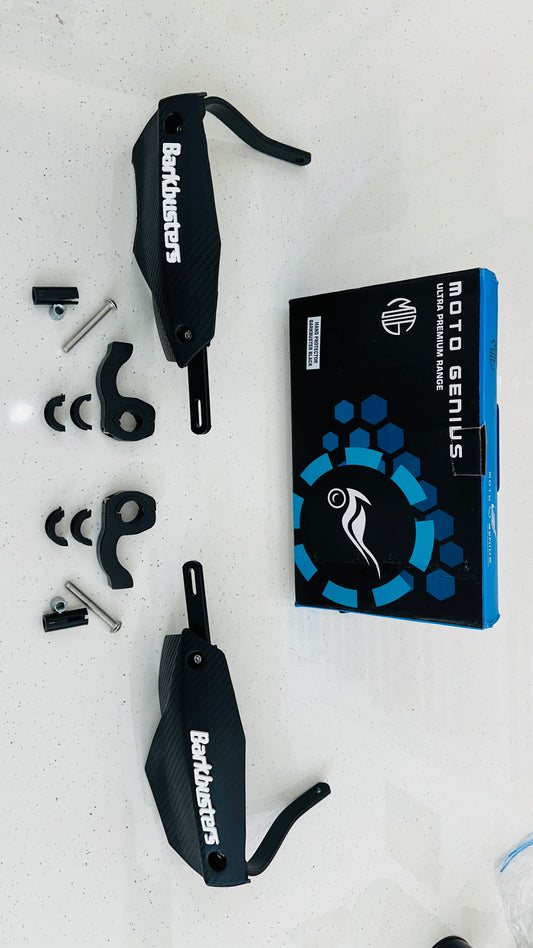 Universal Knuckle Guards for Motorcycles – Polycarbonate with Steel Shield | Heavy-Duty Protection (Black & White)