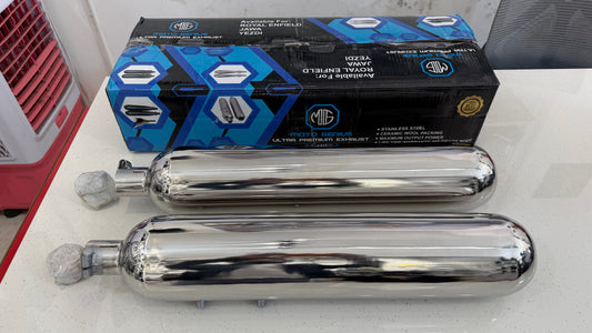 Tornado Stainless Steel Exhaust for Royal Enfield Super Meteor 650 – Deep Bass Sound | High-Performance Premium Exhaust