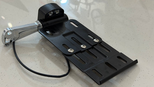 Foldable Number Plate Holder with White LED Light for Bikes – Universal Adjustable Tail Tidy Mount