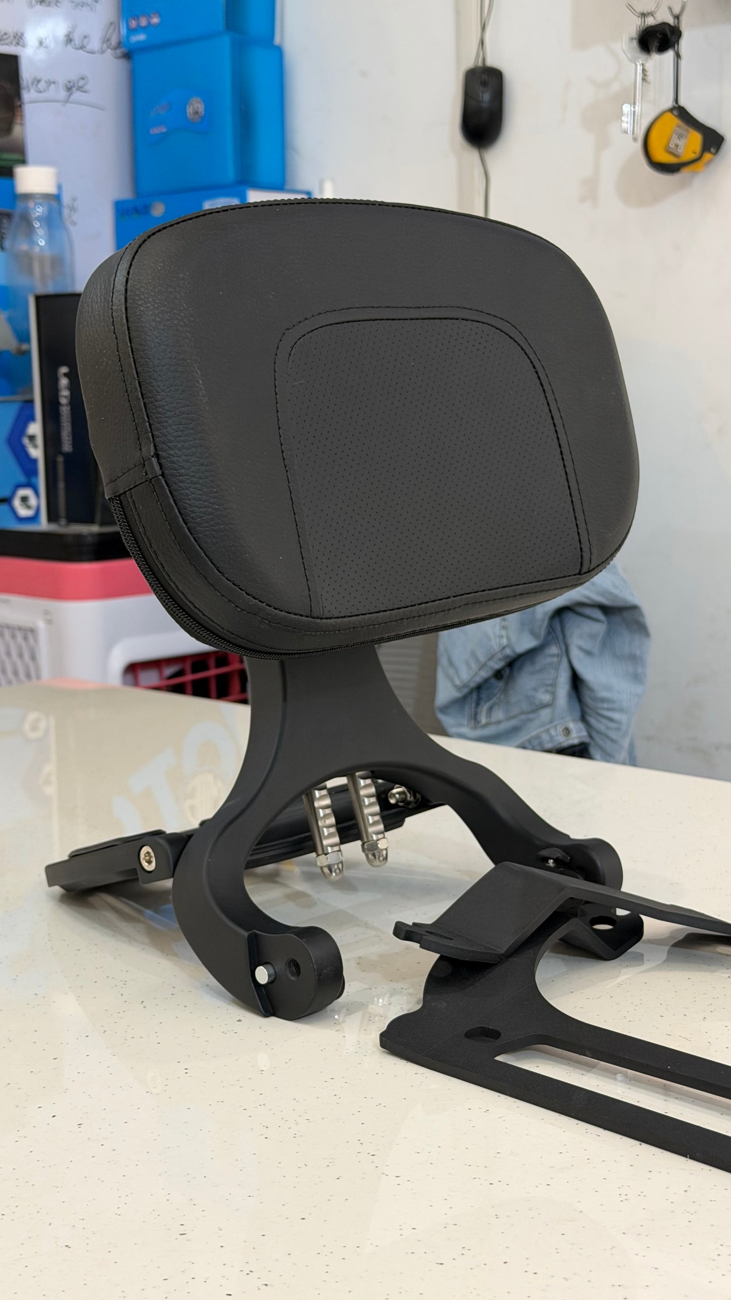 Heavy-Duty Adjustable Rider & Pillion Backrest for Super Meteor 650 – Premium Comfort & Touring Support